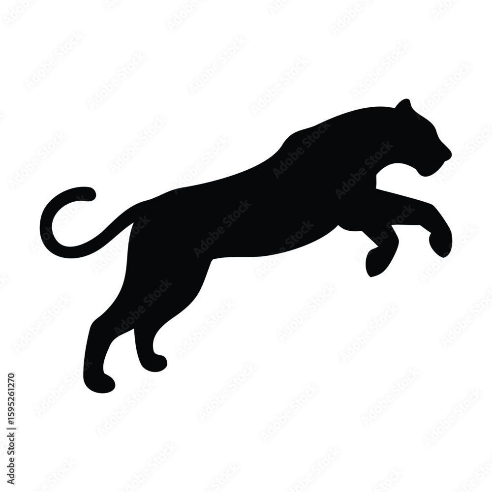 Obraz premium Black panther silhouette jumping isolated on white background