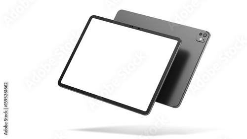 iPad mockup with transparent screen and background for web design and UX/UI. iPad Pro 13 inch with shadow.