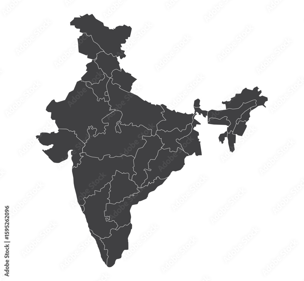 Obraz premium India Political Map Vector with States