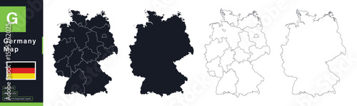 Germany Political Map Vector Set with States