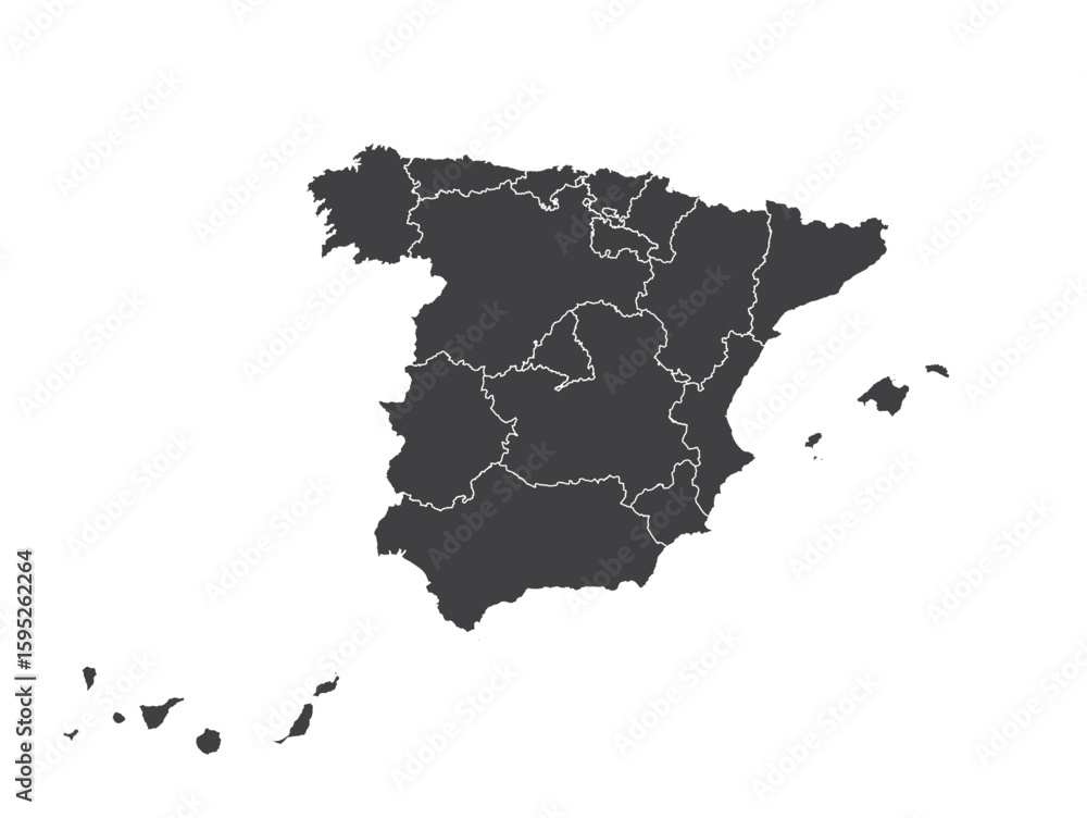 Obraz premium Spain Political Map Vector with Regions