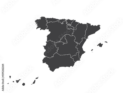 Spain Political Map Vector with Regions