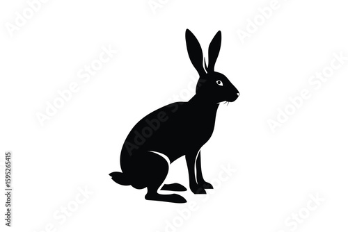 Sitting Hare Silhouette Vector Illustration