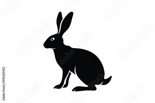 Elegant Hare Silhouette Sitting Profile View