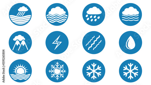 Collection of weather icons representing different atmospheric conditions