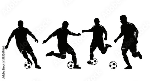Soccer Silhouette: A dynamic illustration of a soccer player gracefully maneuvering with the ball, perfectly captured to ignite passion and promote the spirit of the game.