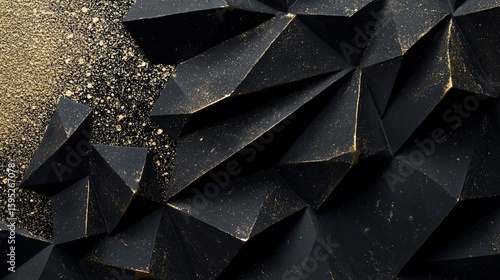 Abstract black and gold geometric background with a radiant dynamic design, creating a luxurious and modern feel