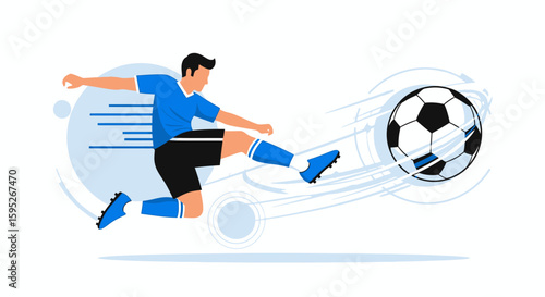 Soccer player kicking ball: a soccer player skillfully kicks a soccer ball with precision and power, capturing the essence of action and athleticism