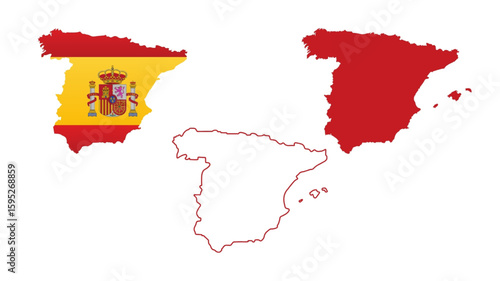 Set of spain map isolated on white background, vector illustration design