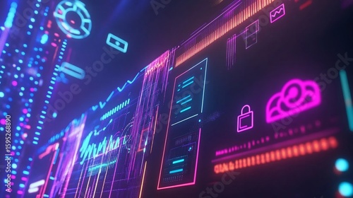 Digital network banking system with online transactions data visualization on a screen