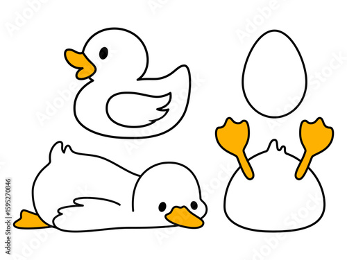Funny sleepy duck isolated on white background
