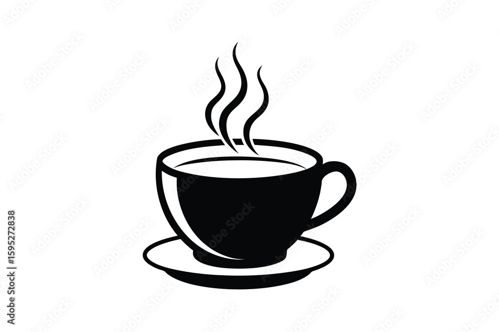 Hot Coffee Cup Silhouette Icon Illustration Hot Coffee Cup Silhouette Icon Illustration