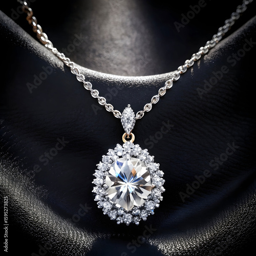 A shinning diamond neckless on black background