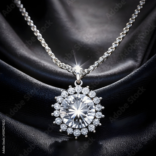 A shinning diamond neckless on black background