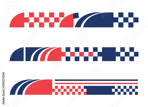 set of simple car stripes, car race stripes, racing sticker designs, racing flag patterns, graphic sport decal vinyl elements, automobile decorations, and racing design vector set

