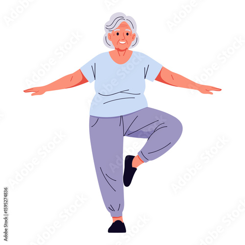 Healthy Senior Woman Practicing Balance Exercise for Wellness