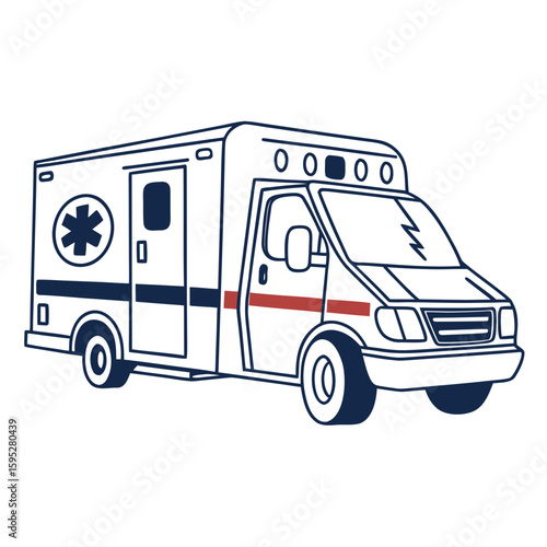 Ambulance vehicle with star of life symbol medical transport