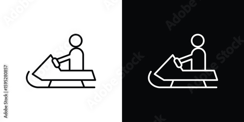Snowmobile sport icons. linear trend modern icons set
