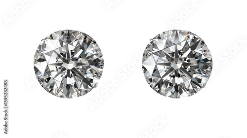 realistic diamond earrings mockup, top view with a stud, isolated on transparent background