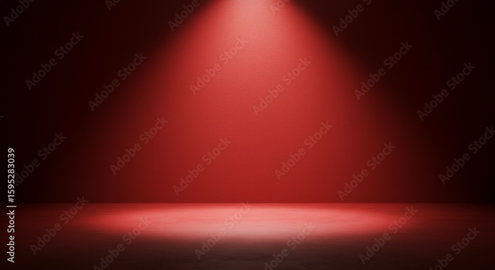 Obraz premium Red Spotlight Shining on Empty Room for Stage or Presentation