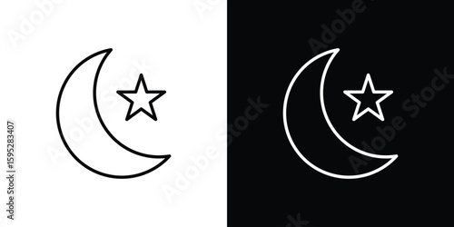 Moon and star icons. linear trend modern icons set