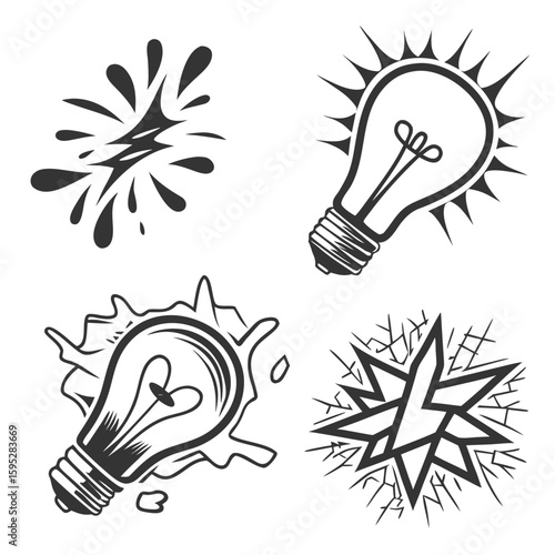 Bursting lightbulbs and abstract splashes energy idea