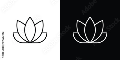 Lotus flower icons. linear trend modern icons set
