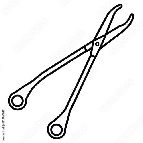 Pair of Kelly Forceps Flat Vector Icon for Surgical Use on White Background