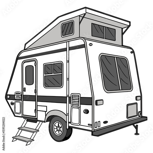 Compact pop up camper trailer with steps travel trailer camping
