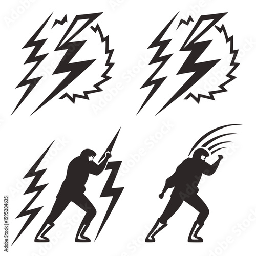 Bolt lightning strike power energy symbol vector