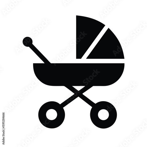 Baby stroller silhouette icon   on white background