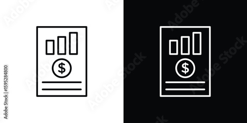 Income statement icons. linear trend modern icons set
