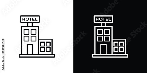 hotel icon elements. A modern flat and line icons set