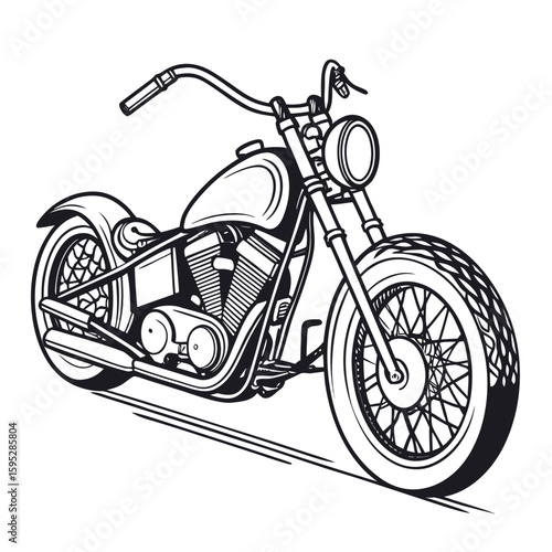 Custom motorcycle with high handlebars and spokes chopper