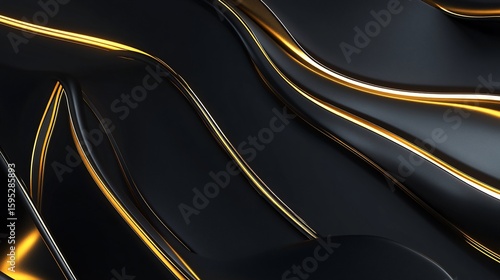 Black and gold abstract design with flowing lines and a smooth, modern aesthetic style