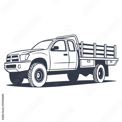 Dark blue pickup truck with flatbed vehicle transport