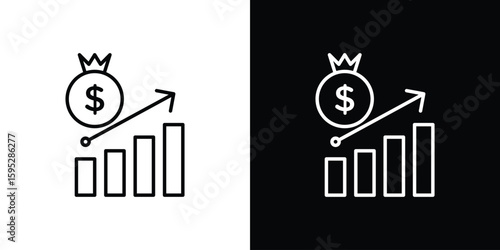 Fiscal policy icons. linear trend modern icons set