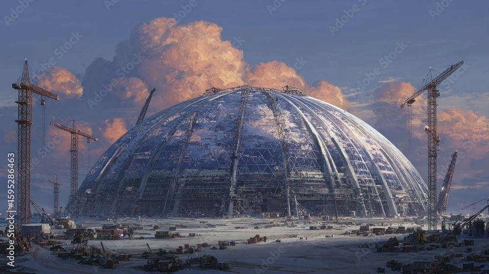 Obraz premium Massive geodesic dome under construction