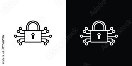 Digital Locked icons. linear trend modern icons set