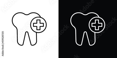 Dental insurance icons. linear trend modern icons set