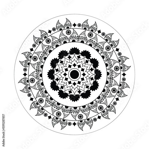 Geometric Mandala Patterns in Black & White