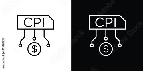 Consumer prices index icons. linear trend modern icons set