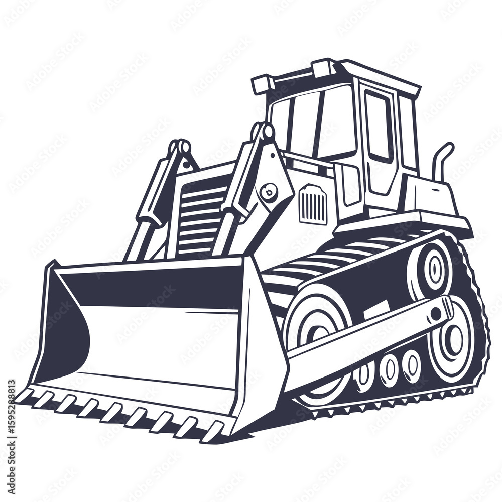 Naklejka premium Heavy duty bulldozer with large blade and tracks heavy equipment construction vehicle