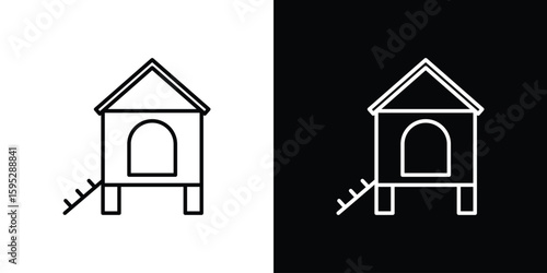 Chicken coop icons. linear trend modern icons set