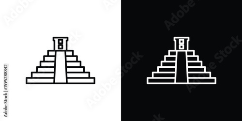 Chichen Itza icons. linear trend modern icons set