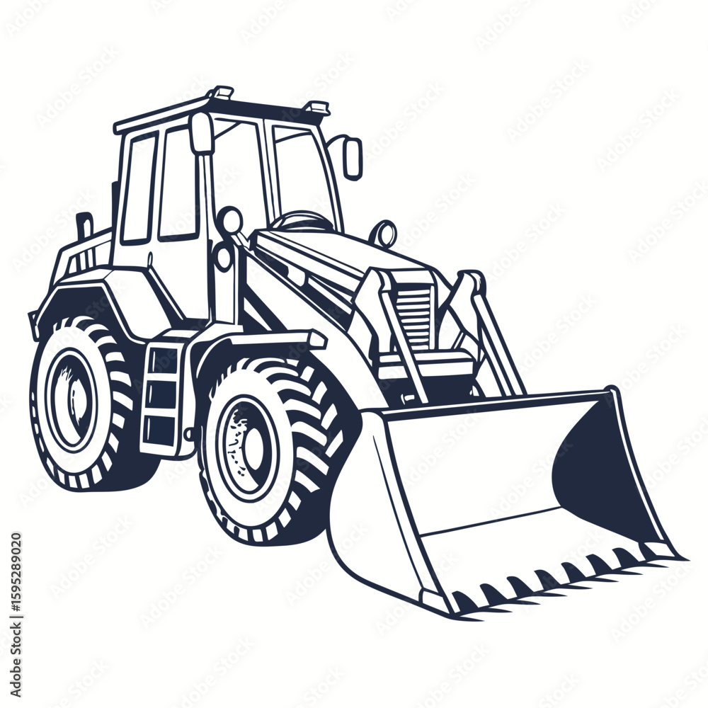 Naklejka premium Heavy duty loader vehicle with large bucket bulldozer heavy equipment