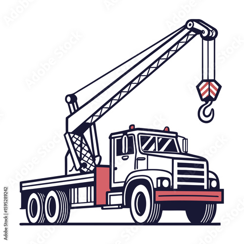 Heavy duty crane truck with hook and boom construction