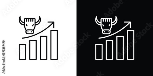 Bull market icons. linear trend modern icons set