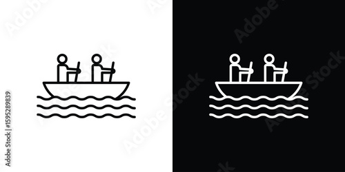 Boat race icons. linear trend modern icons set