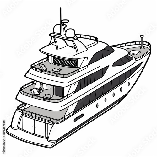 Luxury yacht with multiple decks boat watercraft
